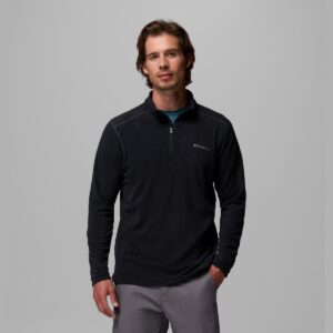 מעיל פליס לגברים שחור קולומביה - Klamath Range Half Zip II